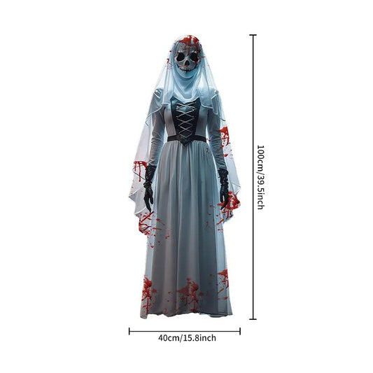 2D Halloween Horror Skull Bride Background Cloth Halloween Horror Atmosphere Haunted House Indoor and Outdoor Decoration Supplie