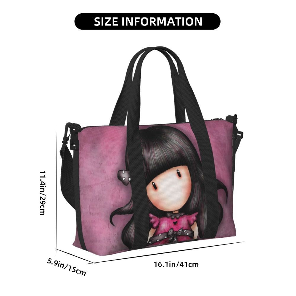 Custom Santoro Gorjuss Beach Travel Bag Large Capacity Tote Bags for Gym Yoga Women Shopping Duffle Shoulder Bag