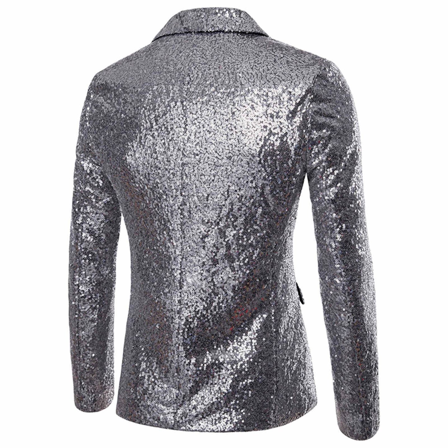 Trendy Sequin Men'S Sequin Jackets Charm One Button Stage Performance Red Sliver Black Blazers Coat Male Glitters Formal Suit