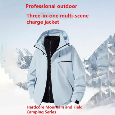 Hiking Jacket Waterproof Women Men 3 in 1 Two-Piece Detachable Windproof Waterproof Mountaineering Ski Jackets Men 2025 New