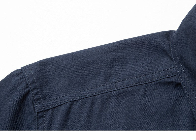 2025 New Summer Army Green Fashion Versatile Men's Casual Shirt, Khaki Slim Short-sleeved Breathable Cotton Cargo Shirts for Men