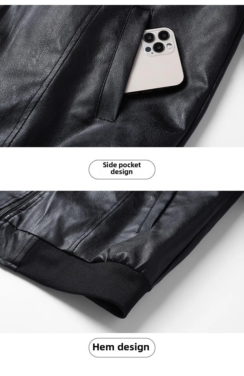 Men's Slim Fit Leather Jacket 2025 New Style Versatile Cool Fashionable PU Leather Coat Casual Streetwear