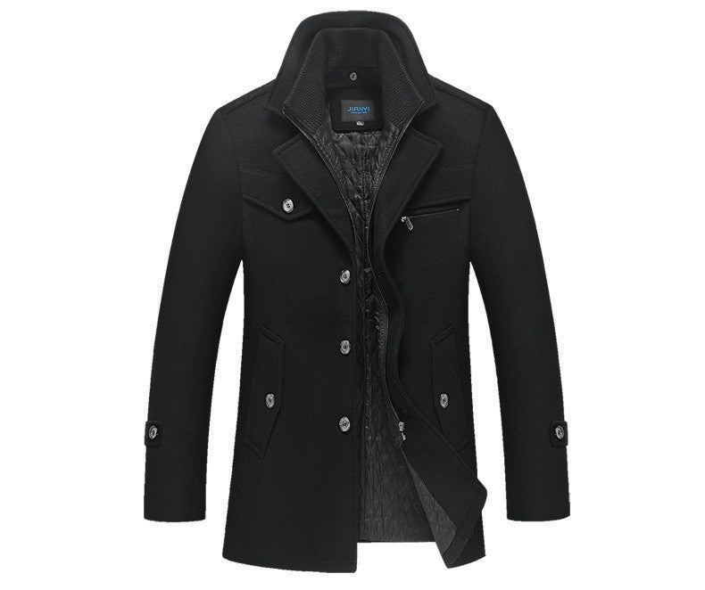 Winter Men's Jacket Oversized Wool Overcoat Solid Warm Pea Coats Thicken Casual Woolen Coat Men Clothing Parka A3F1303