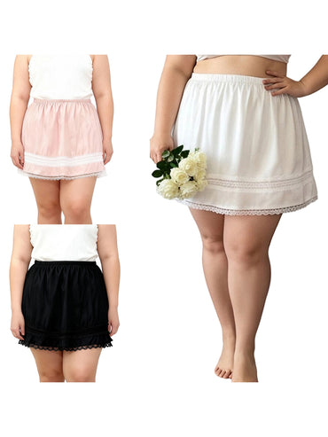 Stylish Women s Plus Size Lace Trim Skirt with Elastic Waistband - Trendy Summer Casual Mini Skirt for Fashionistas