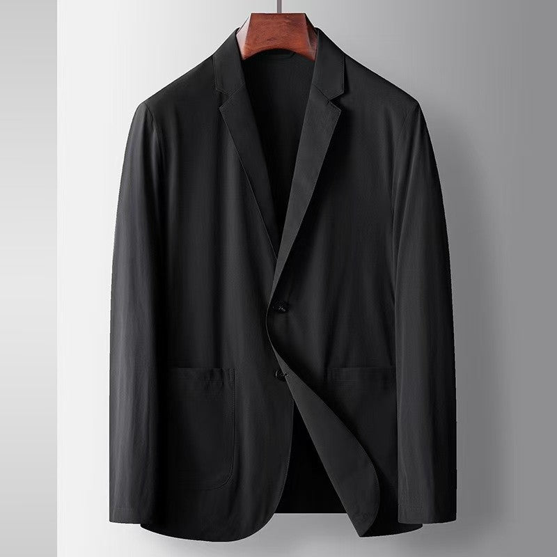 2025 Spring and Summer New Men's Casual Suit Light and Thin Elastic Middle aged Anti Wrinkle and Non Ironing Suit Coat Sunscreen