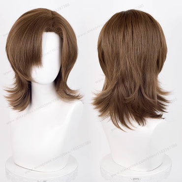 Anime 44cm Medium Basic Synthetic Side Part Hair Cosplay Wig Black White Red Silver Pink Blue Women Man Heat Resistant Hairs