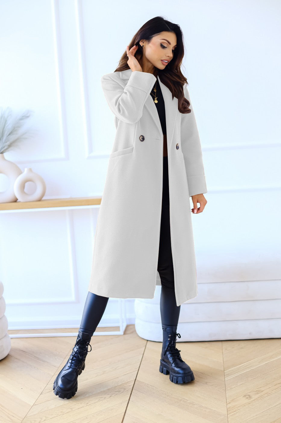Autumn and winter 2024 new women's long woolen coat Korean version of the loose temperament haute overcoat coat