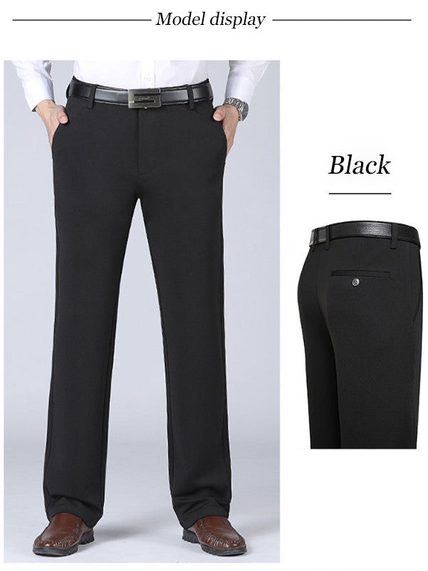 Men's Stretch Suit Pants Black Business Casual Trousers Office Summer Autumn Korean Japanese Navy Grey Spandex Straight Pants
