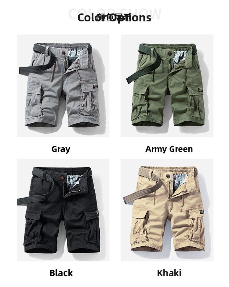 Men's Casual Loose Cotton Work orts American Retro Sle Five-Quarter Length Youth Faion Summer Apparel Straight Leg Fit