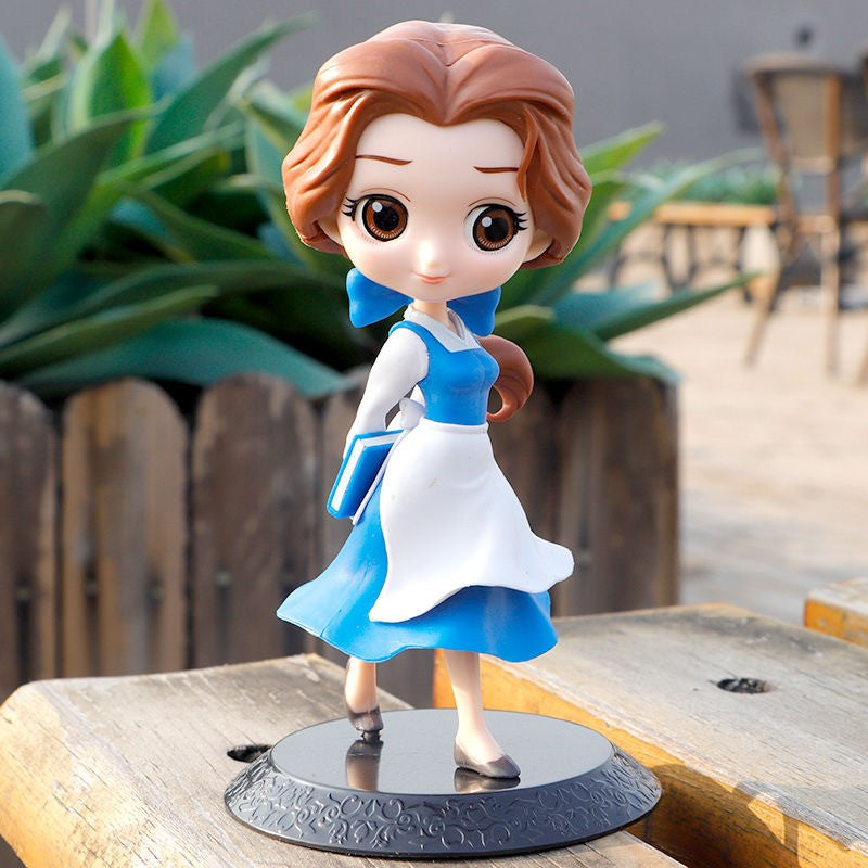 14cm Disney Q Posket A Bela e a Fera Brinquedos Bela PVC Princesas Figuras de Ação Modelo Colecionável Boneca