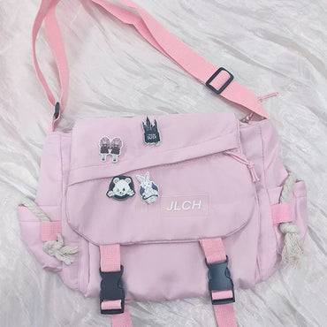 Women's Nylon Handheld One Shoulder Versatile Large Capacity Crossbody Bag Retro Work Travel Postman Bag