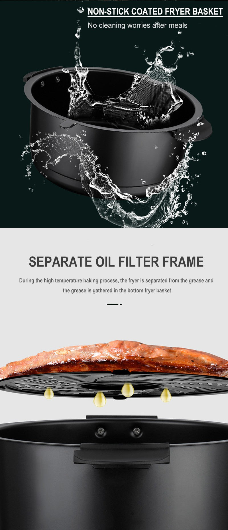 Fritadeira de Ar Doméstica Multifuncional Sem Óleo Inteligente 6L Forno 220V 1100W Painel LED Touch Controle de Temperatura Fritura a Ar Visual