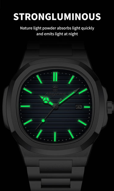 POEDAGAR Luxury Men Quartz Watch Waterproof Date Week Luminous Wristwatch Stainless Steel Men's Watches Male Clock Sports Reloj