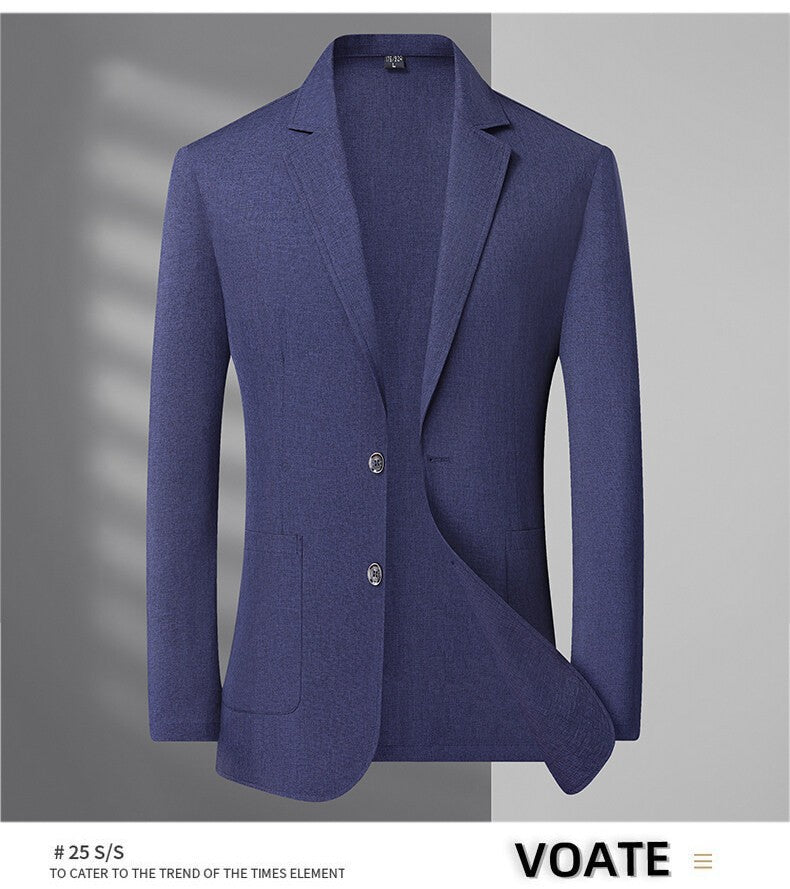 A fashionable and stylish men's sun-protective suit with a linen collar and two buttons, along with a sun-protective jacket
