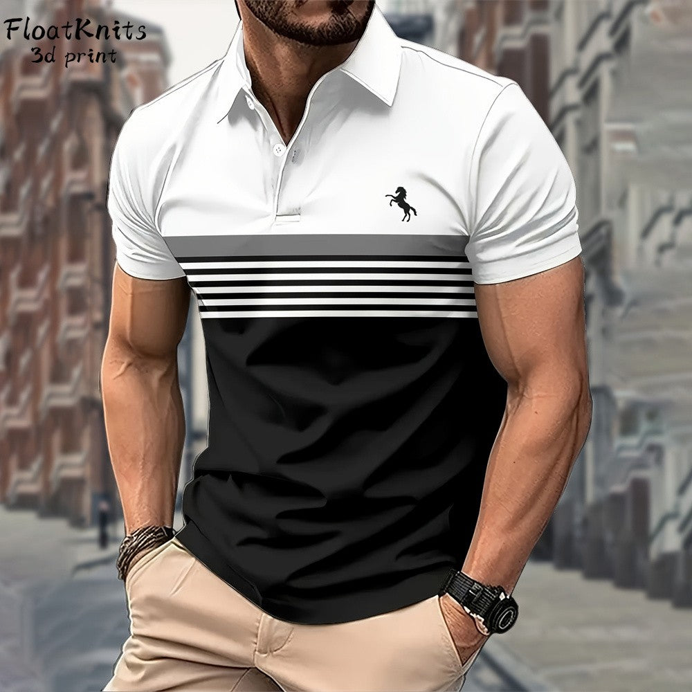 Minimalist Striped Polo Shirts for Men Business Men's Clothing Lapel Short Sleeve Tee New in Tops & Tees Summer T-Shirts for Men