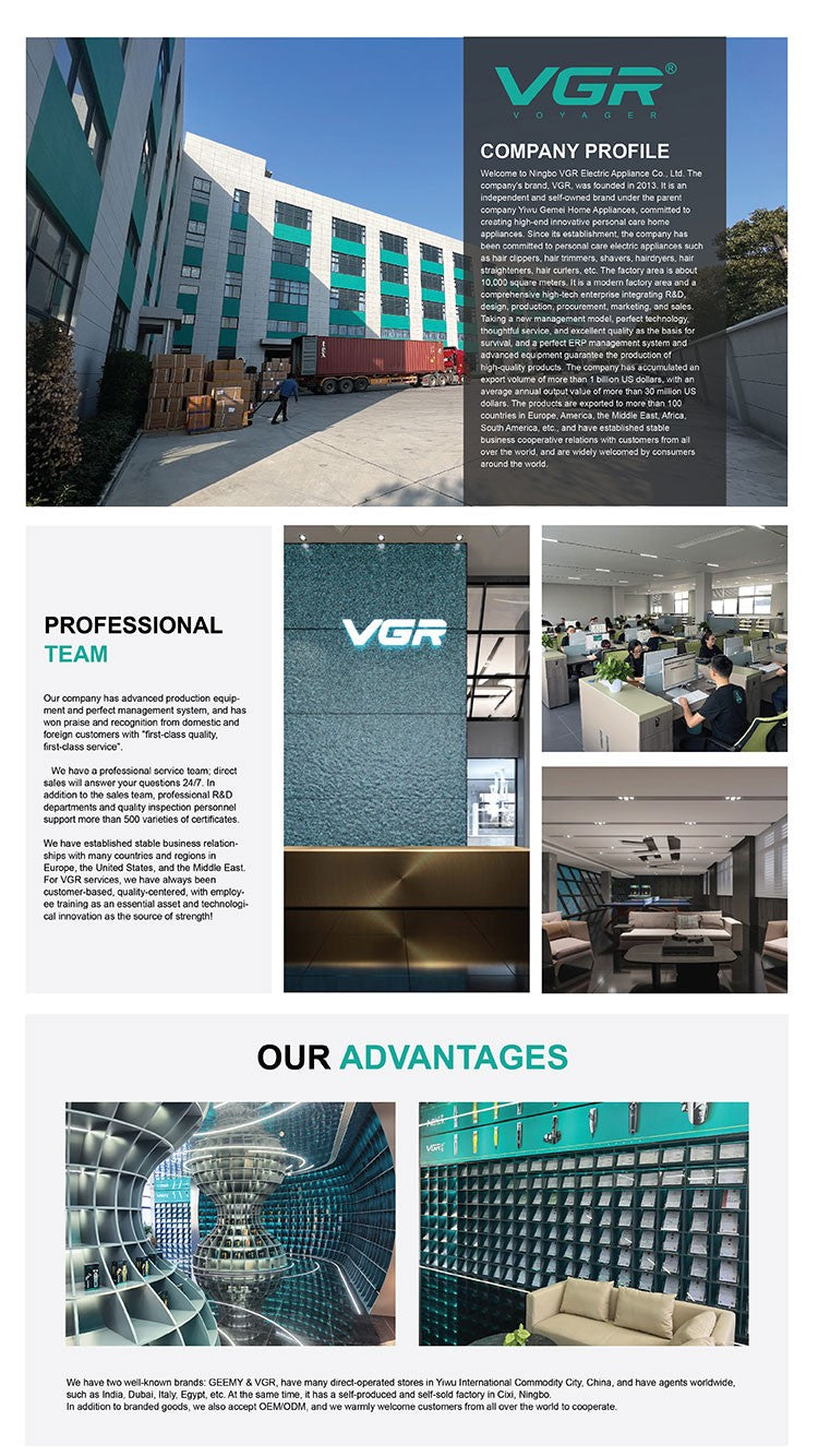 VGR Convenient Home Shaver Stainless Steel Double Blade Men's Shaver Intelligent Digital Display Washable Mini Shaver V-341