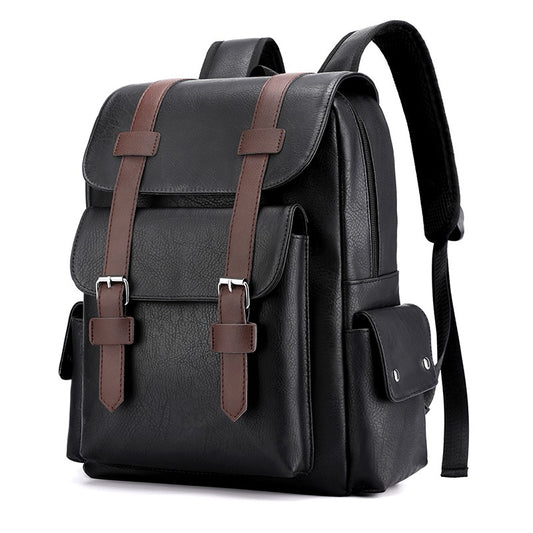 2023 Men Backpack PU Leather Bagpack Large Laptop Backpacks Male Mochilas Black Schoolbag For Teenagers Boys Brown Sac A Dos