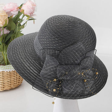 Summer New Pot Hat, Organza Flower Outdoor Fashion Sunshade Hat, Women's Large Edge Breathable Cool Hat, Versatile