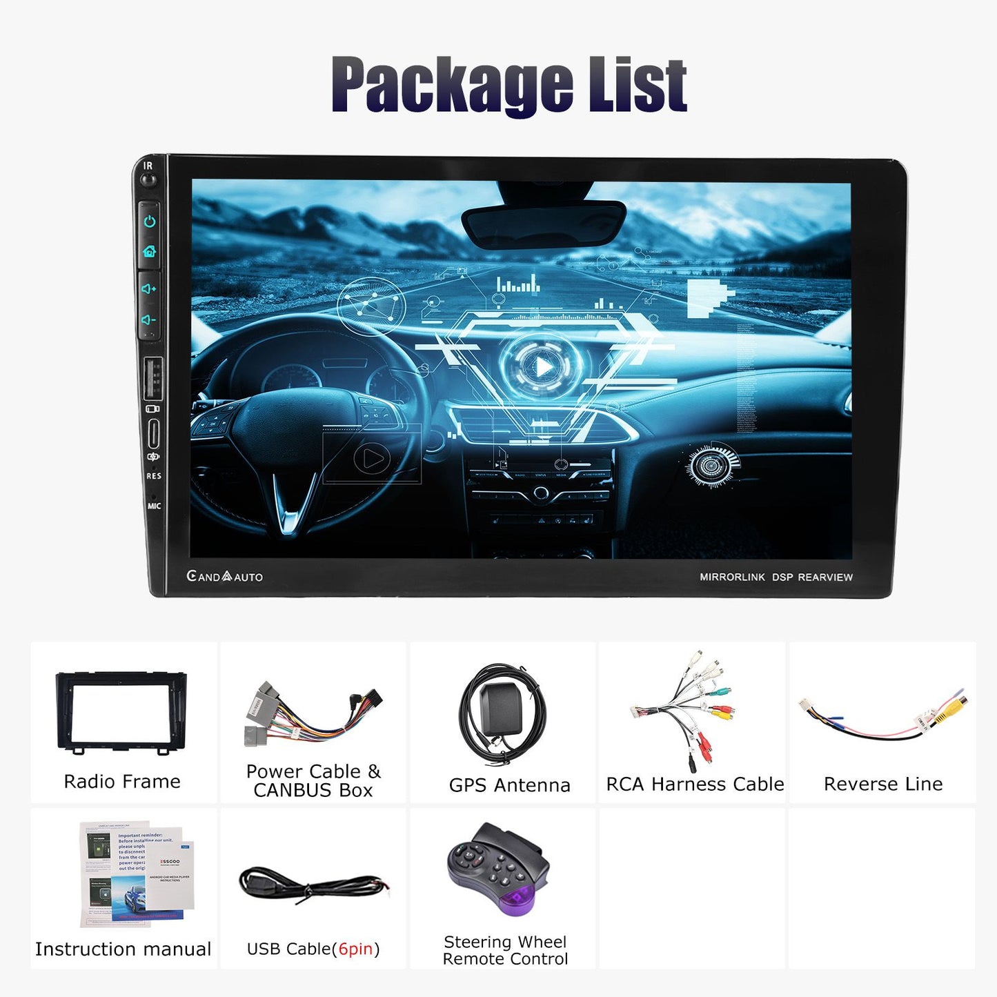 4+64G For Honda CR-V CRV 2007-2011 Android14 Carplay 9" Car Stereo Radio WiFi BT USB GPS Navigation IPS Touch Screen FM/RDS SWC