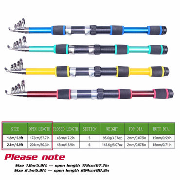 Combo Vara e Carretilha de Pesca Santa King - Kit Completo de Pesca com Vara Telescópica e Carretilha, Iscas, Anzóis, Conjunto de Vara para Viagem