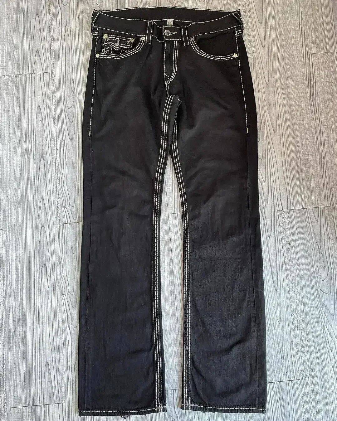 Trend Buddha Baggy Pants Hip Hop Streetwear Black Jeans Fashion Embroidered Y2k Gothic Straight Leg Wide Leg Jean Men Clothing