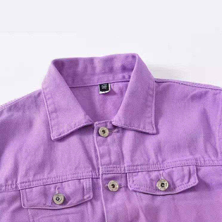 2025 Hot Sale Men's Casual Denim Jacket Korean Style Loose Cotton Handsome Tops Trend Orange Lapel Hip Hop Jean Jacket Plus Size