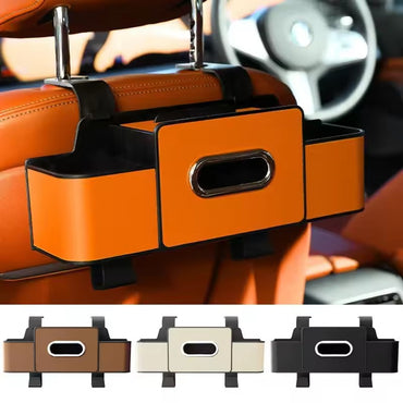 Car Backseat Organizer Multifunction Leather Interior Storage Bag Hanging Seat Back Tissue Water Cup Holder Auto Accessories
