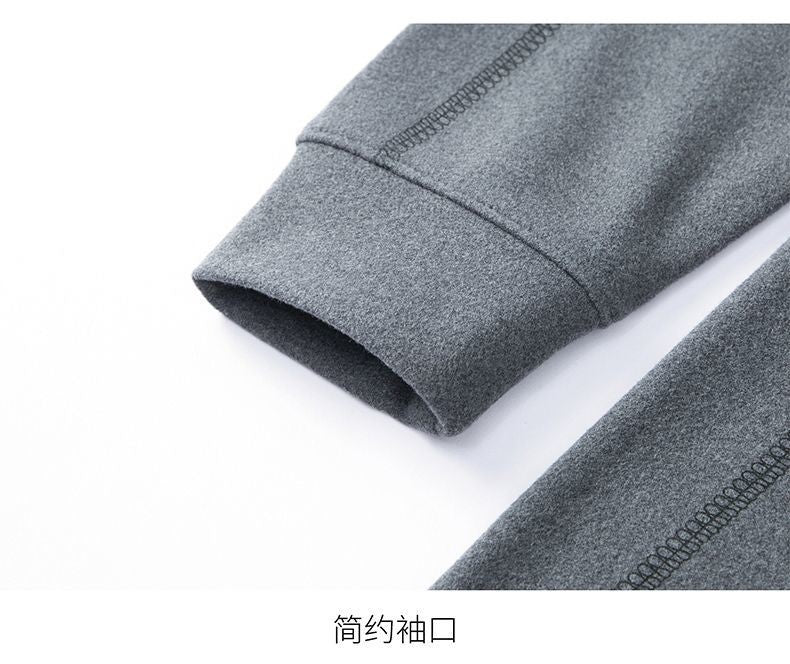Round Neck Pullover Sweatshirt Men Thermal Underwear Double Fleece Lining Long Sleeve T-Shirt Casual