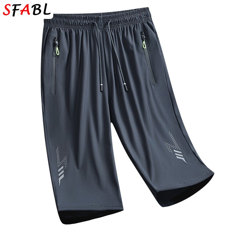 Quick Dry Shorts Men Summer Thin Short Pants Running Sports Bottom Gym Fitness Beach Zipper Pocket Loose Short Sweatpants Men
