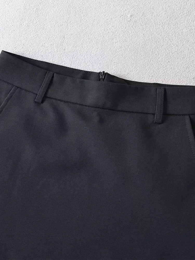 Mooyufon Women Fashion Solid Back Zipper A-Line Mini Skirt Vintage High Waist Fe