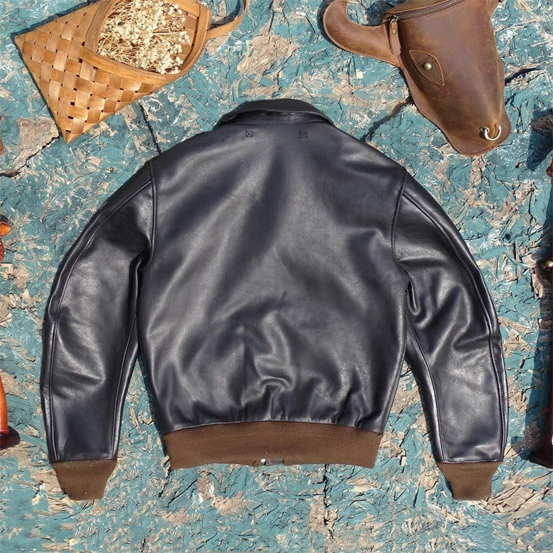 YR!Sales.Classic A-2 Horsehide Coat.Vintage Style Us Air Force genuine leather jacket.A2 Bomber Leather Cloth
