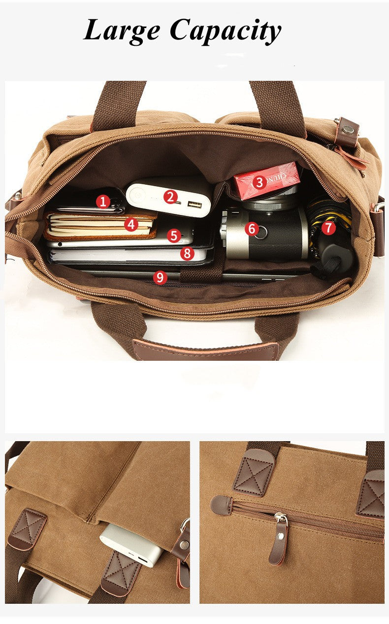 Men's Business Canvas Handbag Outdoor Crossbody Bag Men's Bag Shoulder Bag Student Casual Messenger Bag For Men Male Handbag