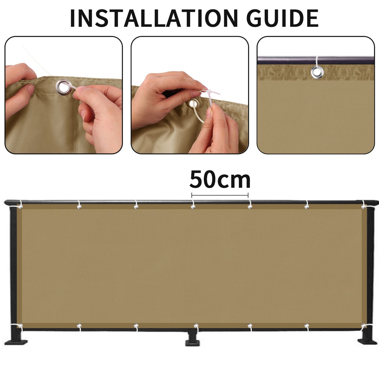 Balcony Privacy Screen Cover Fence Patio Waterproof Shade Cloth 95% UV Protection Shield Deck Shade Sail Garden Porch Pool Decor