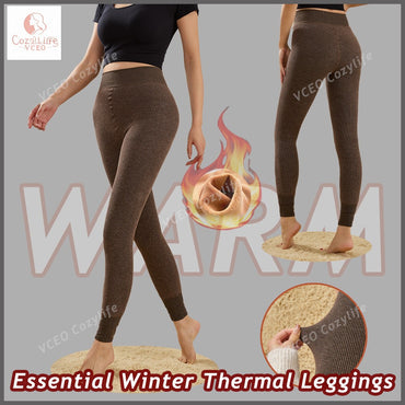Thickened Warm Pants Winter Thermal Leggings for Women Fleece Lined High Waisted Thermal Underwear for Home Office Daily Wear