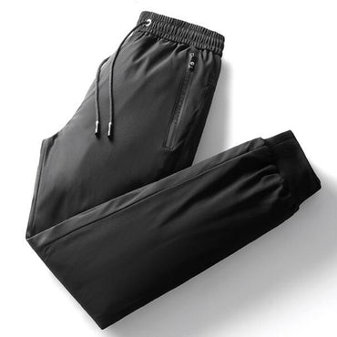 Autumn And Winter New Men's Solid Color Drawstring Pants Outdoor Fitness Jogging Pants Thickened Big Yards Down Pants