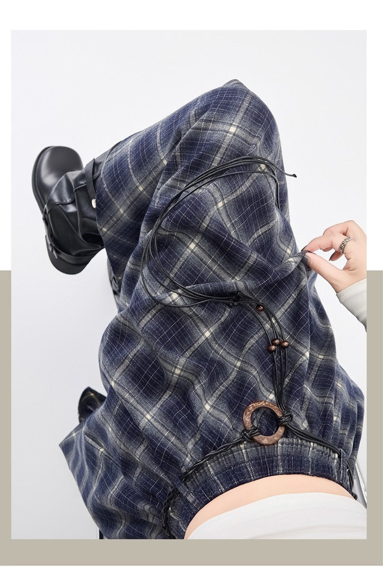 Women Skirt Plaid High Waisted Elastic A Line Mid Length Korean Style Fashion Retro Versatile Irregular Autumn Skirt