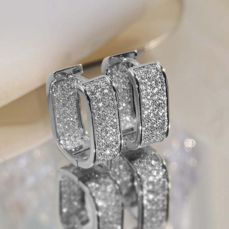 Stainless Steel Gold Silver Color Square Hoop Earrings for Women Luxury Shiny CZ Zircon Geometric Earrings Wedding Jewelry