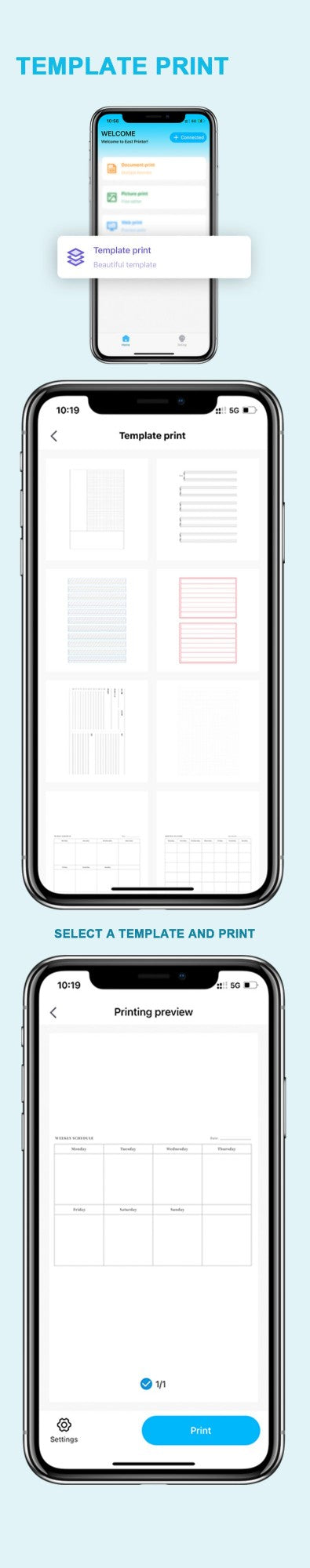 Impressora Térmica Portátil Sem Tinta A4 Bluetooth PDF Excel Word para Impressão de Documentos com Rolo de Papel para Trabalho de Escritório Casa Escola