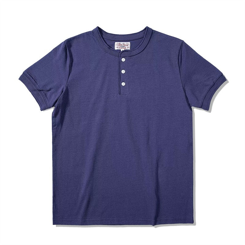 Red Tornado Short Sleeve Henley T-Shirt Heavyweight Cotton Men Every Day Tee Amekaji