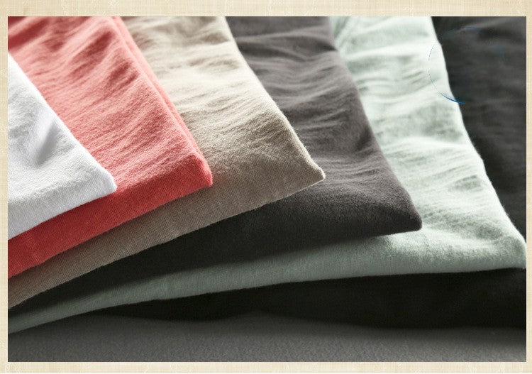 Fashionable Bamboo Cotton Long Sleeve Vintage T-shirts Men Casual Thin Tops Tees Comfortable Tshirt Distressed T-shirt