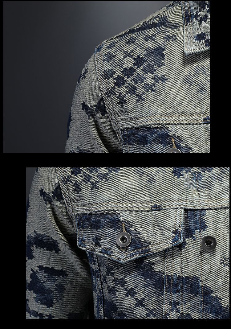 Brand Retro Denim Jacket for Men 2025 Spring Fashion Jacquard Casual Denim Jackets Social Hip-hop Streetwear Cowboy Coats