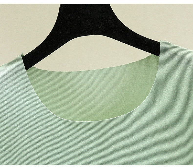 Super Thin Pajamas Suit Women Men Summer Ice Silk Cool Short-sleeved O-Neck Sleepwear Male Female Classic Simple Loungewear Suit
