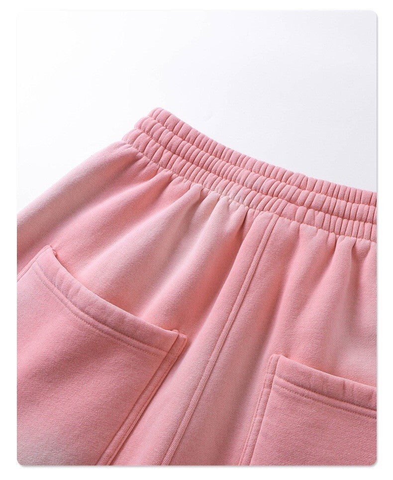 Autumn and winter 2024 new splash ink white spray-dyed loose plus velvet joggers