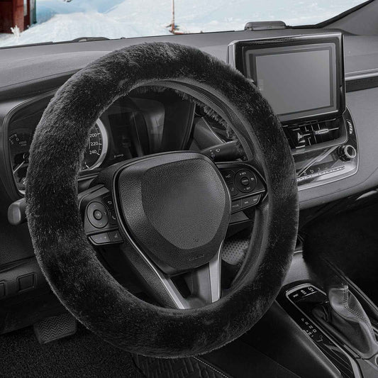 Car steering wheel cover without inner ring in winter plush warm soft comfortable non-slip elastic elastic handlebar cover