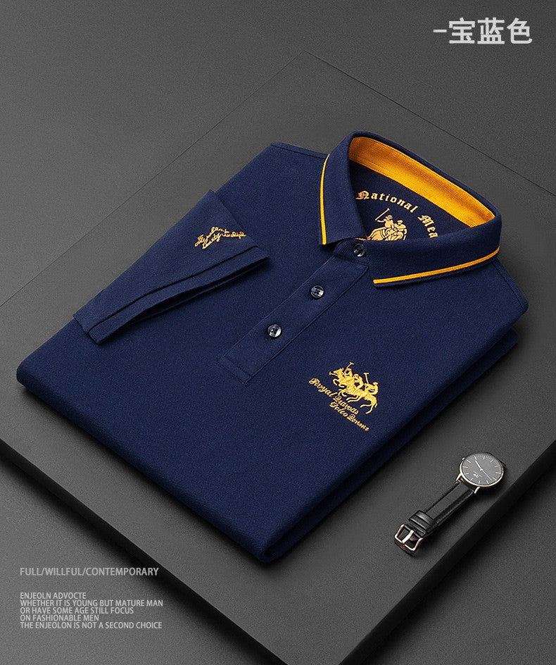 Summer New Embroidered Cotton Short Sleeved Polo Shirt for Men's Fashion, Casual, Comfortable, and Breathable T-shirt Top