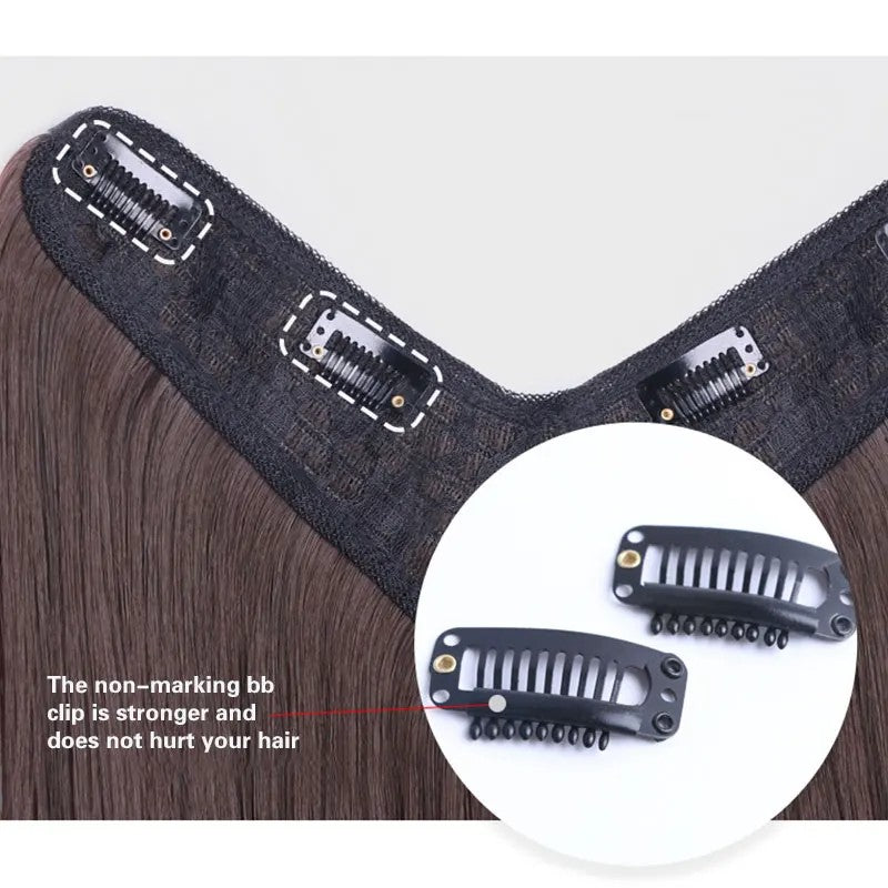 Meia Peruca Cacheada Longa Ondulada em U para Mulheres 60 cm Natural Feminina Peruca Longa Preta Marrom Extensões de Cabelo Sintético Resistente ao Calor