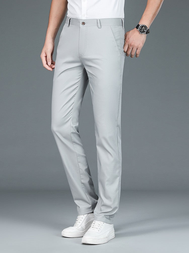 High Quality Luxury Straight Business Suit Pants Men Bamboo Fiber Designer Spring Summer Elegant Casual Long Formal Trouser Male