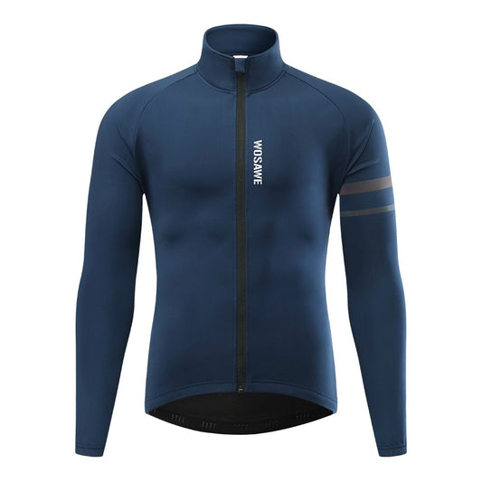 WOSAWE Winter Cycling Jacket Mens Fleece Warm Long Sleeve Bike Jacket Thermal Fabric MTB Bicycle Jersey Long Jersey