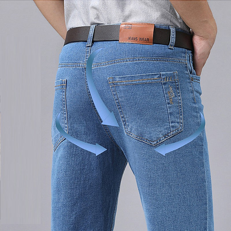 Men's Denim Jeans Thin Summer Straight Business Soft Fashion New High Quality Pants New Arrivals Dropship OL Work Trousers