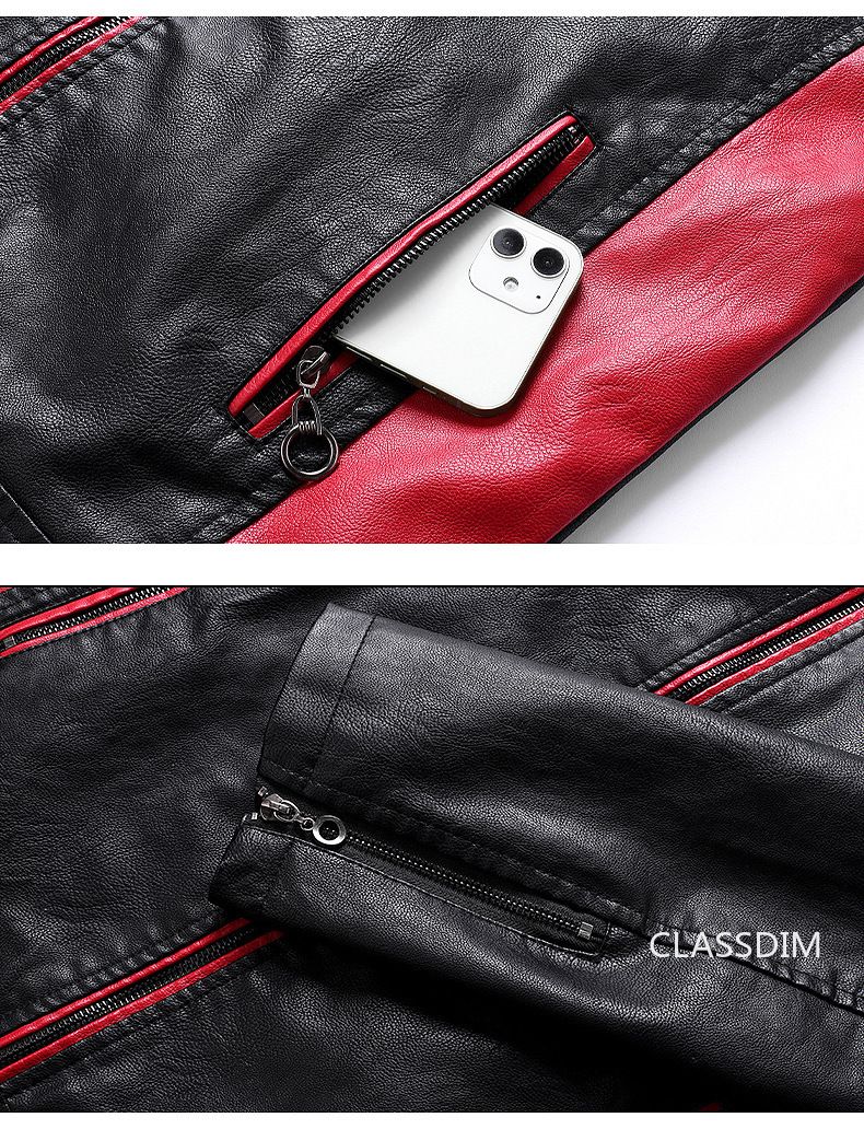 Men Stand Collar Moto Leather Jackets Fleece Winter Jackets Slim Fit PU Leather Coats High Quality Male Fashion Casual Jackets 5